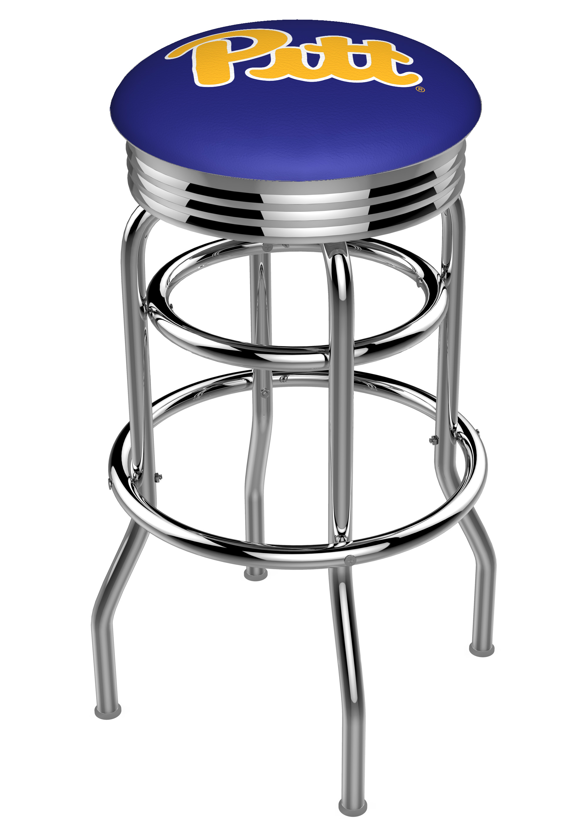 30" L7C3C - Chrome Double Ring Pitt Swivel Bar Stool with 2.5" Ribbed Accent Ring by  Company