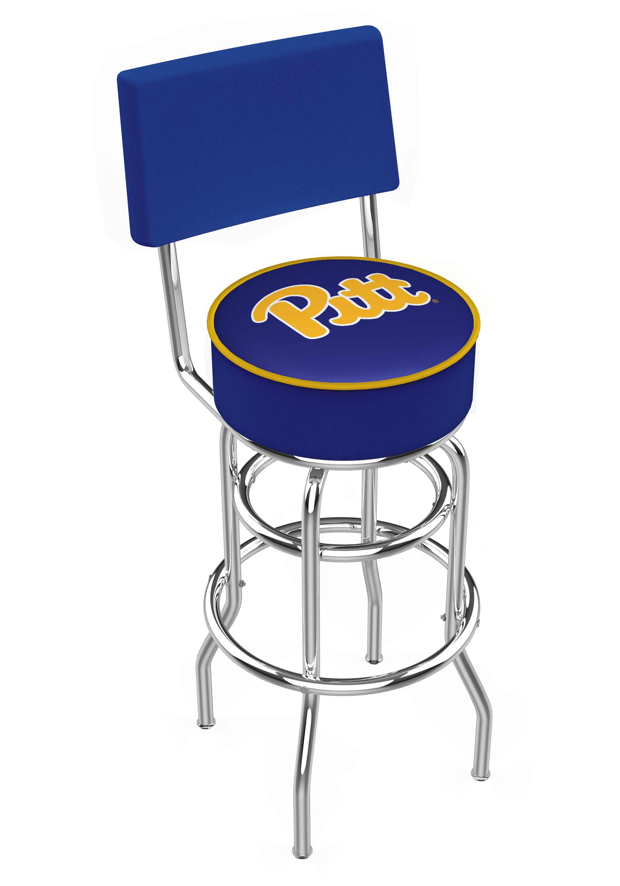 L7C430Pittsb 30 in. Chrome Double Ring Pittsburgh Swivel Bar Stool With a Back