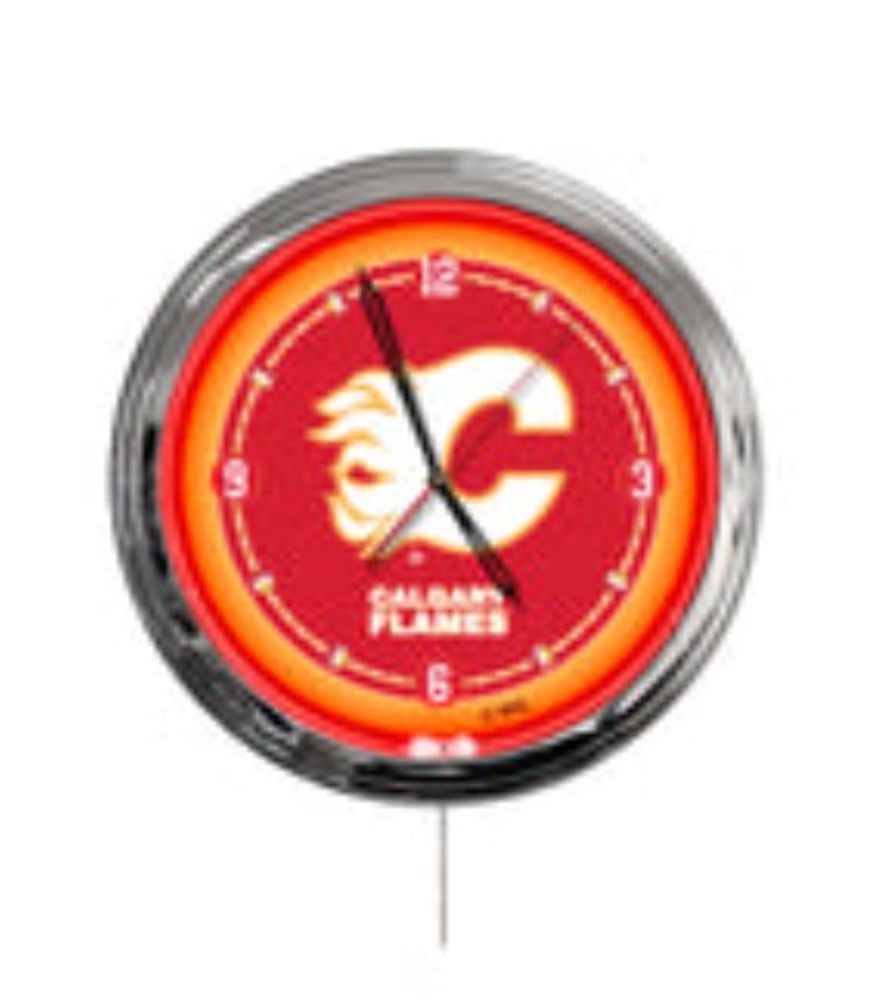 ClkL16CalFla Calgary Flames 16 in. Multi Color LED Wall Clock