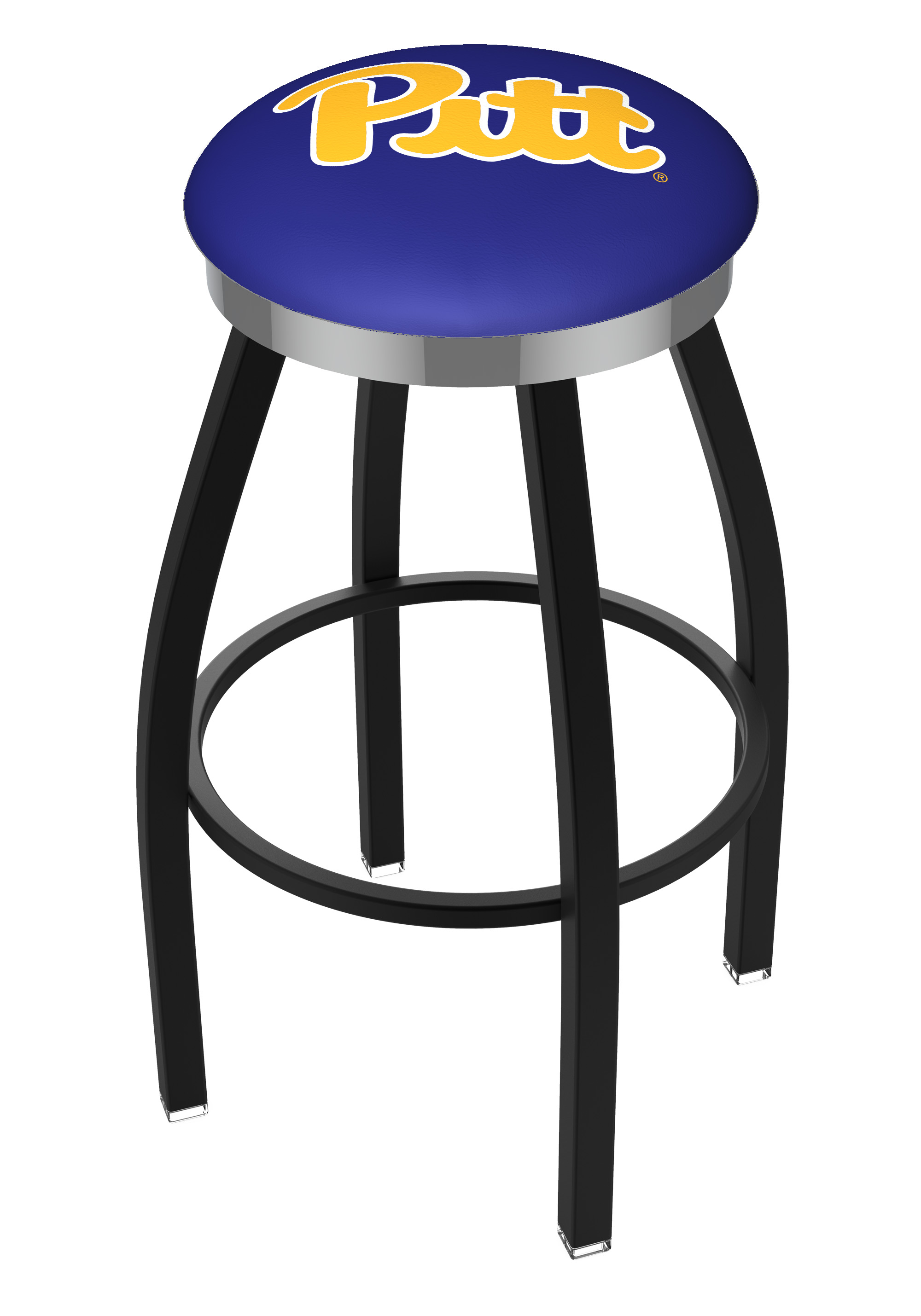 30" L8B2C - Black Wrinkle Pitt Swivel Bar Stool with Chrome Accent Ring by  Company