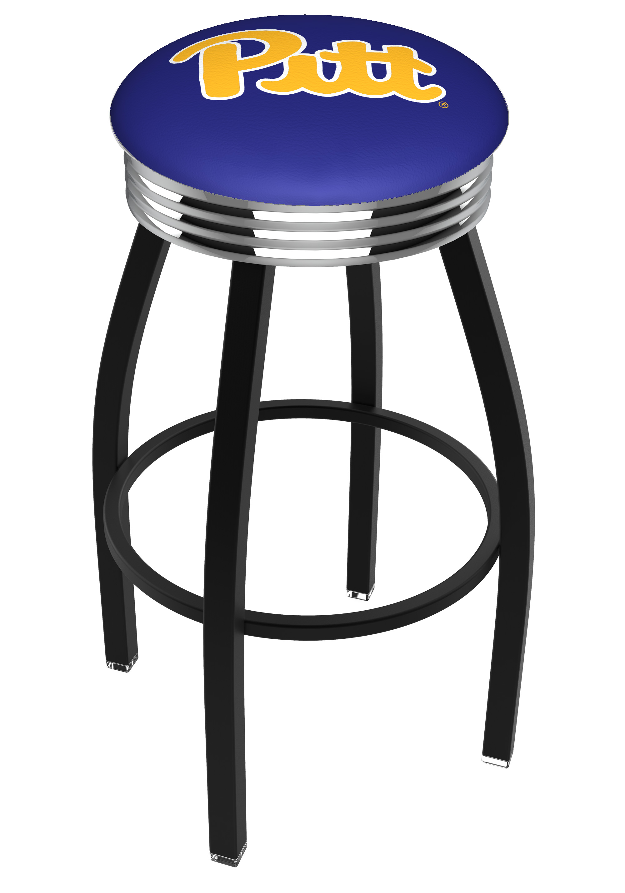 30" L8B3C - Black Wrinkle Pitt Swivel Bar Stool with Chrome 2.5" Ribbed Accent Ring by  Company