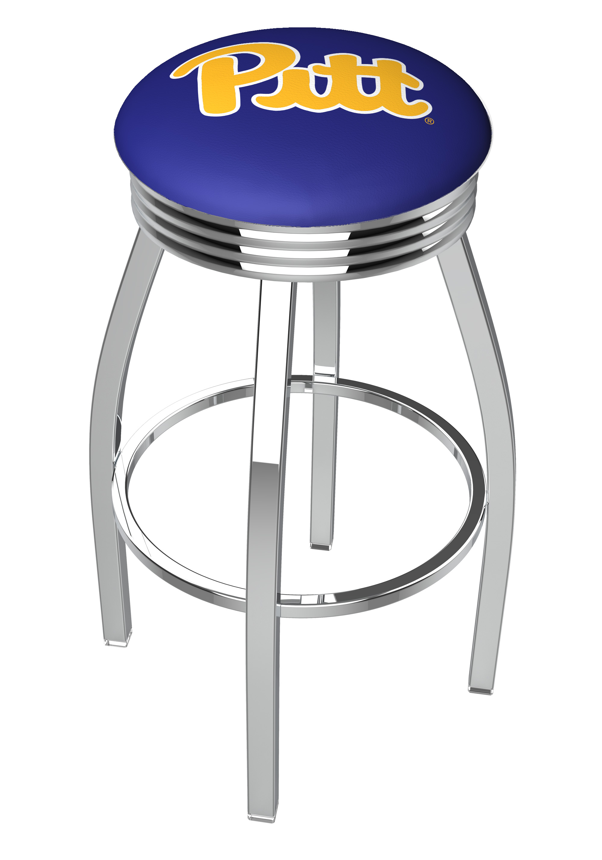 25" L8C3C - Chrome Pitt Swivel Bar Stool with 2.5" Ribbed Accent Ring by  Company