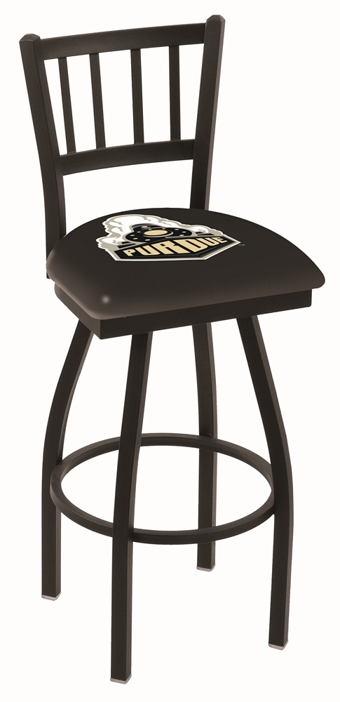 L018 - 25" Black Wrinkle Purdue Swivel Bar Stool with Jailhouse Style Back by  Co.