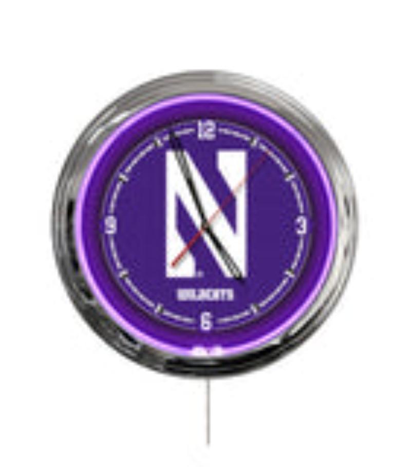 ClkL16Nthwst Northwestern University 16 in. Multi Color LED Wall Clock