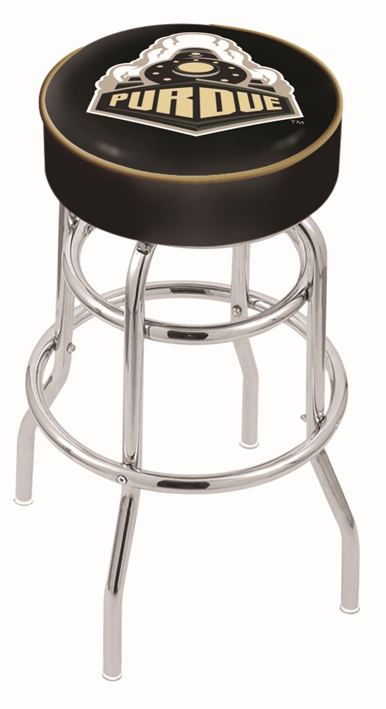 30" L7C1 - 4" Purdue Cushion Seat with Double-Ring Chrome Base Swivel Bar Stool by  Company
