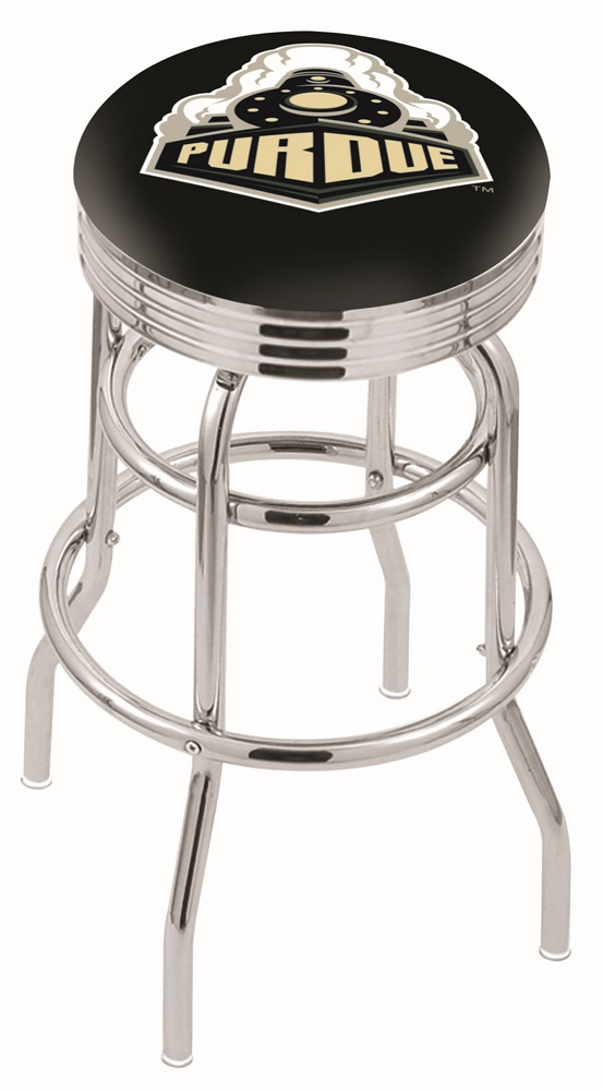 30" L7C3C - Chrome Double Ring Purdue Swivel Bar Stool with 2.5" Ribbed Accent Ring by  Company