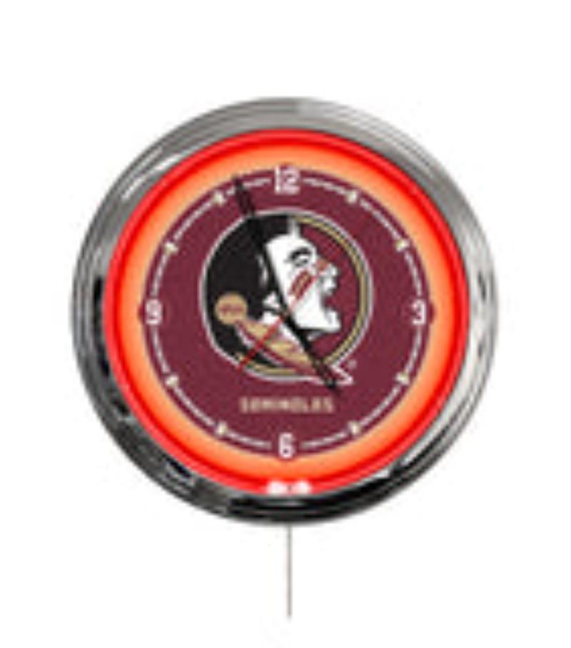 ClkL16FSU-HD Florida State Head 16 in. Multi Color LED Wall Clock
