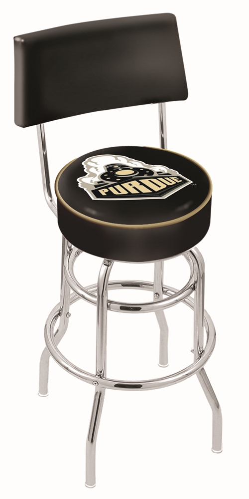 30" L7C4 - Chrome Double Ring Purdue Swivel Bar Stool with a Back by  Company