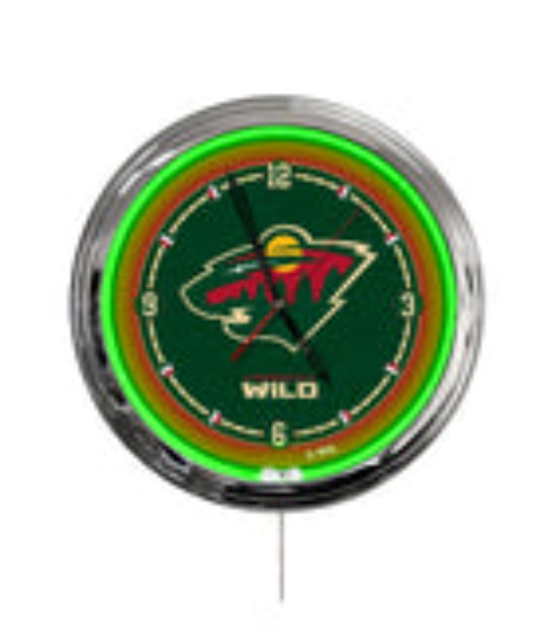 ClkL16MinWld Minnesota Wild 16 in. Multi Color LED Wall Clock