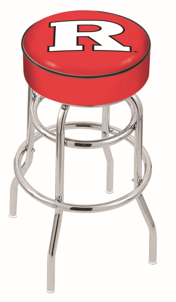 30" L7C1 - 4" Rutgers Cushion Seat with Double-Ring Chrome Base Swivel Bar Stool by  Company
