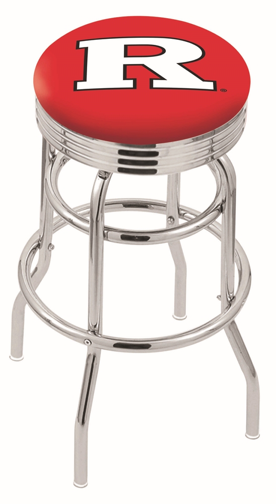 30" L7C3C - Chrome Double Ring Rutgers Swivel Bar Stool with 2.5" Ribbed Accent Ring by  Company