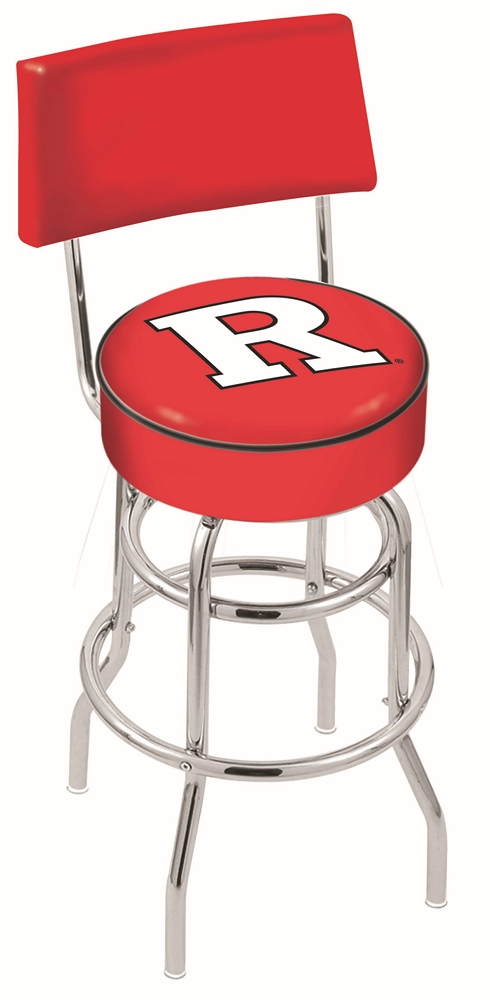 25" L7C4 - Chrome Double Ring Rutgers Swivel Bar Stool with a Back by  Company