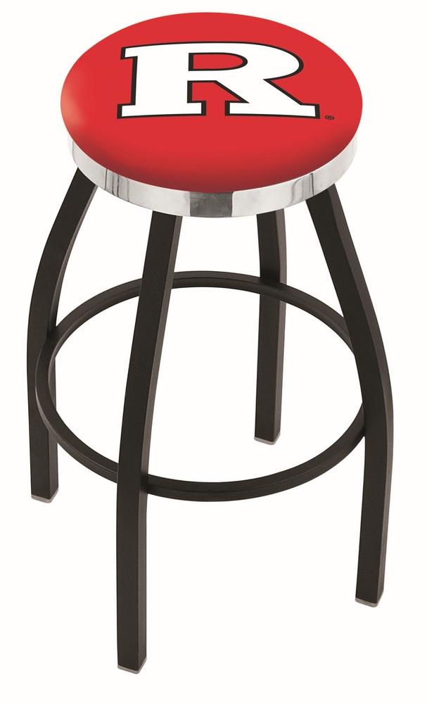30" L8B2C - Black Wrinkle Rutgers Swivel Bar Stool with Chrome Accent Ring by  Company