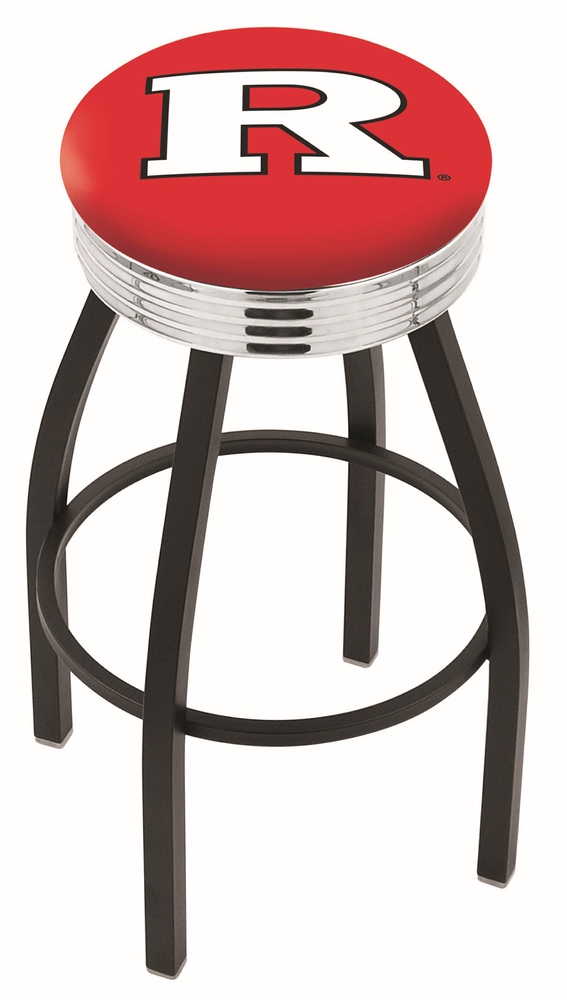 30" L8B3C - Black Wrinkle Rutgers Swivel Bar Stool with Chrome 2.5" Ribbed Accent Ring by  Company