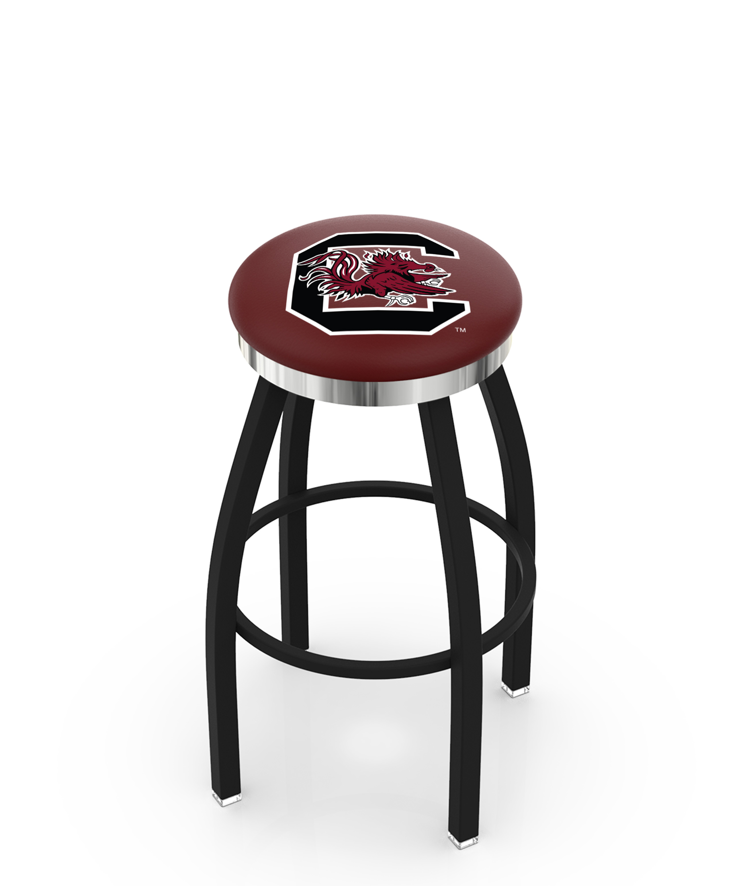 30" L8B2C - Black Wrinkle South Carolina Swivel Bar Stool with Chrome Accent Ring by  Company