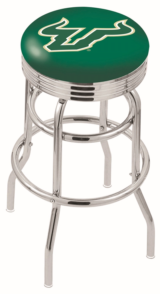 25" L7C3C - Chrome Double Ring South Florida Swivel Bar Stool with 2.5" Ribbed Accent Ring by  Company