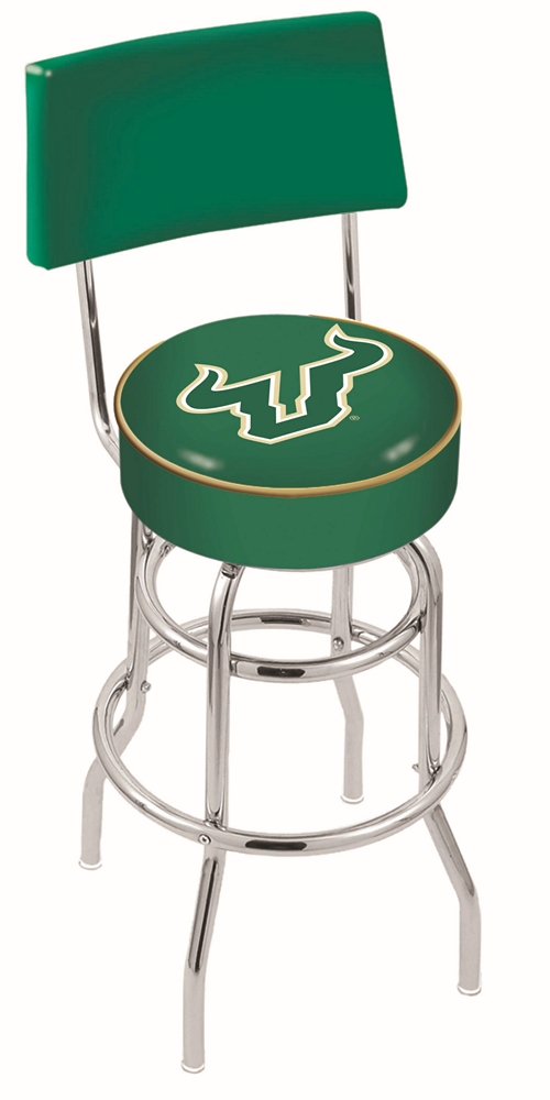 L7C425SouFla 25 in. Chrome Double Ring South Florida Swivel Bar Stool With a Back