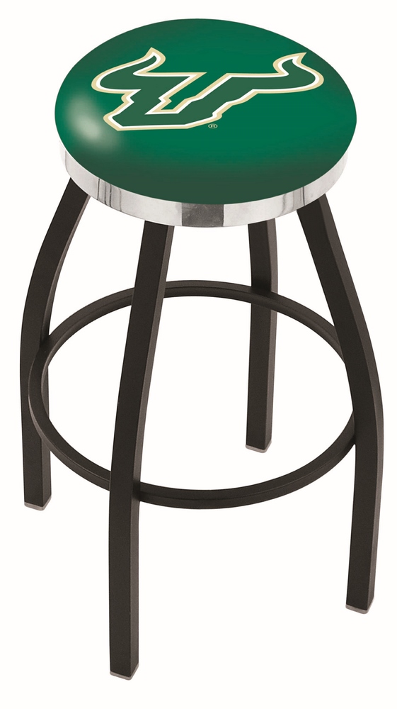 25" L8B2C - Black Wrinkle South Florida Swivel Bar Stool with Chrome Accent Ring by  Company