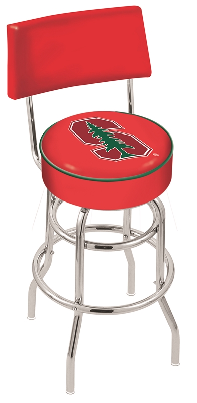 L7C425Stnfrd 25 in. Chrome Double Ring Stanford Swivel Bar Stool With a Back