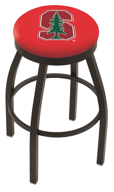 30" L8B2B - Black Wrinkle Stanford Swivel Bar Stool with Accent Ring by  Company