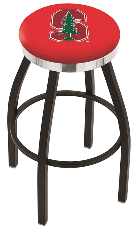 25" L8B2C - Black Wrinkle Stanford Swivel Bar Stool with Chrome Accent Ring by  Company