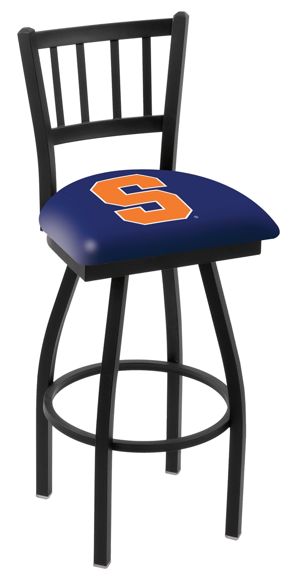 L018 - 25" Black Wrinkle Syracuse Swivel Bar Stool with Jailhouse Style Back by  Co.