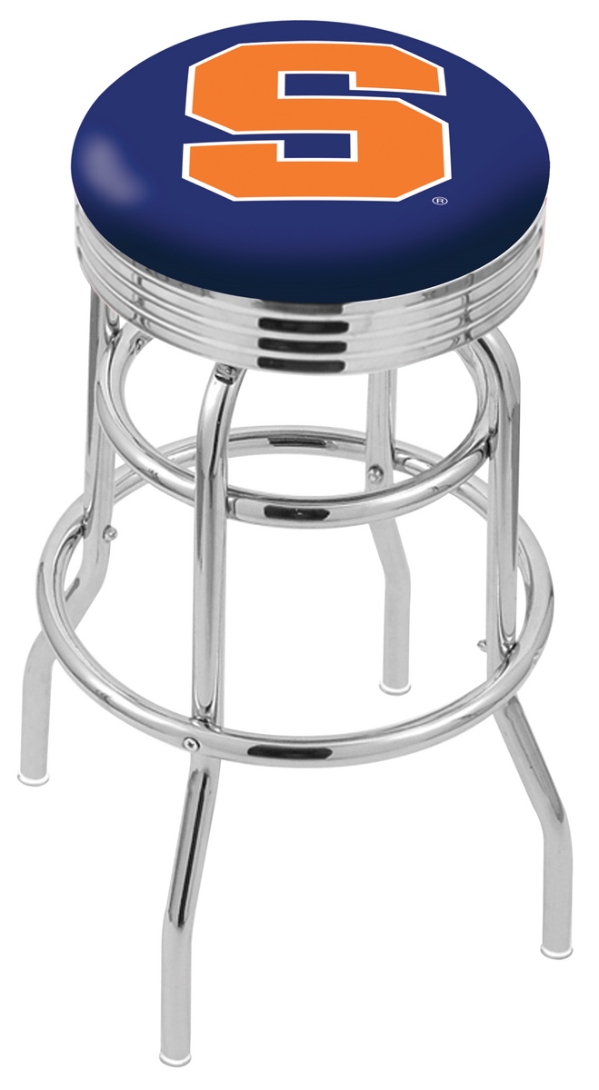 30" L7C3C - Chrome Double Ring Syracuse Swivel Bar Stool with 2.5" Ribbed Accent Ring by  Company