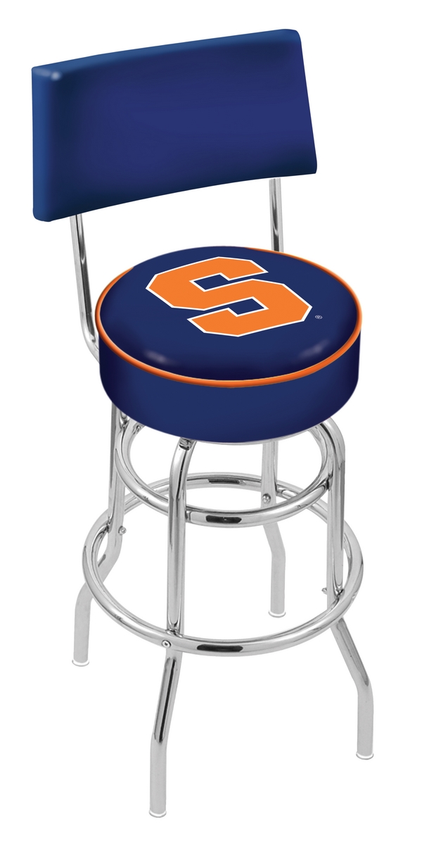 30" L7C4 - Chrome Double Ring Syracuse Swivel Bar Stool with a Back by  Company