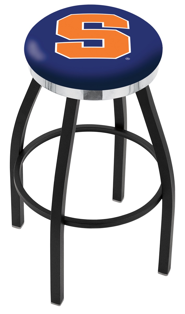 25" L8B2C - Black Wrinkle Syracuse Swivel Bar Stool with Chrome Accent Ring by  Company