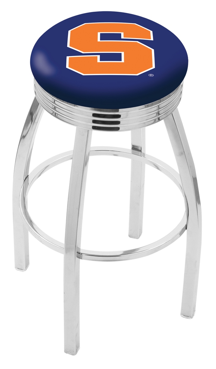 25" L8C3C - Chrome Syracuse Swivel Bar Stool with 2.5" Ribbed Accent Ring by  Company