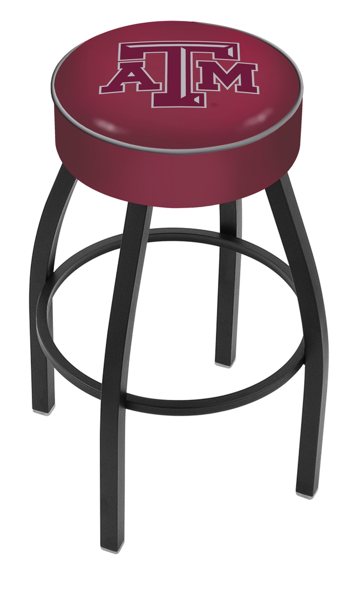 30" L8B1 - 4" Texas A&M Cushion Seat with Black Wrinkle Base Swivel Bar Stool by  Company