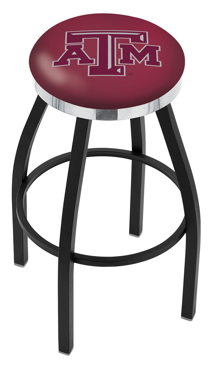 25" L8B2C - Black Wrinkle Texas A&M Swivel Bar Stool with Chrome Accent Ring by  Company
