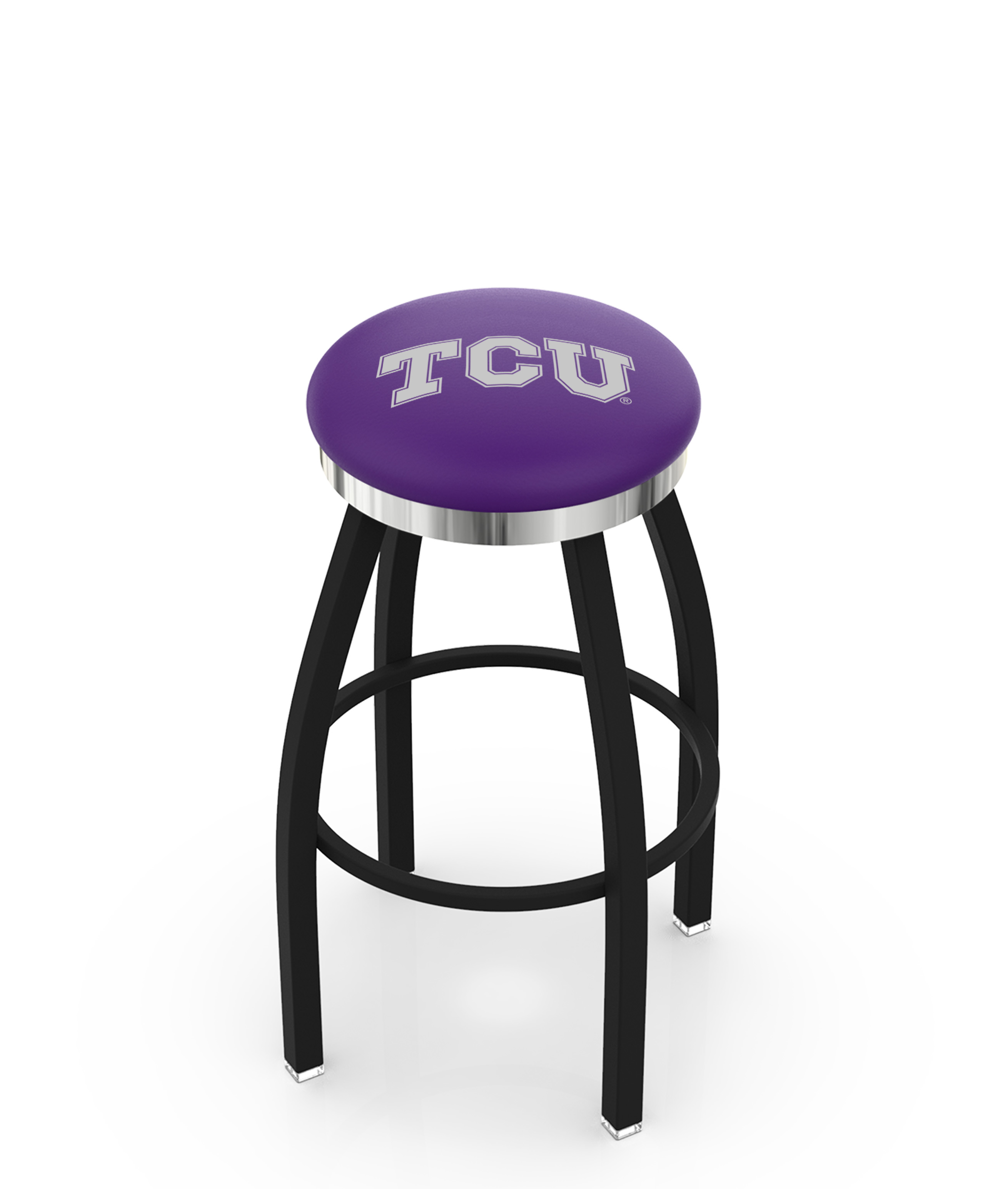 25" L8B2C - Black Wrinkle TCU Swivel Bar Stool with Chrome Accent Ring by  Company