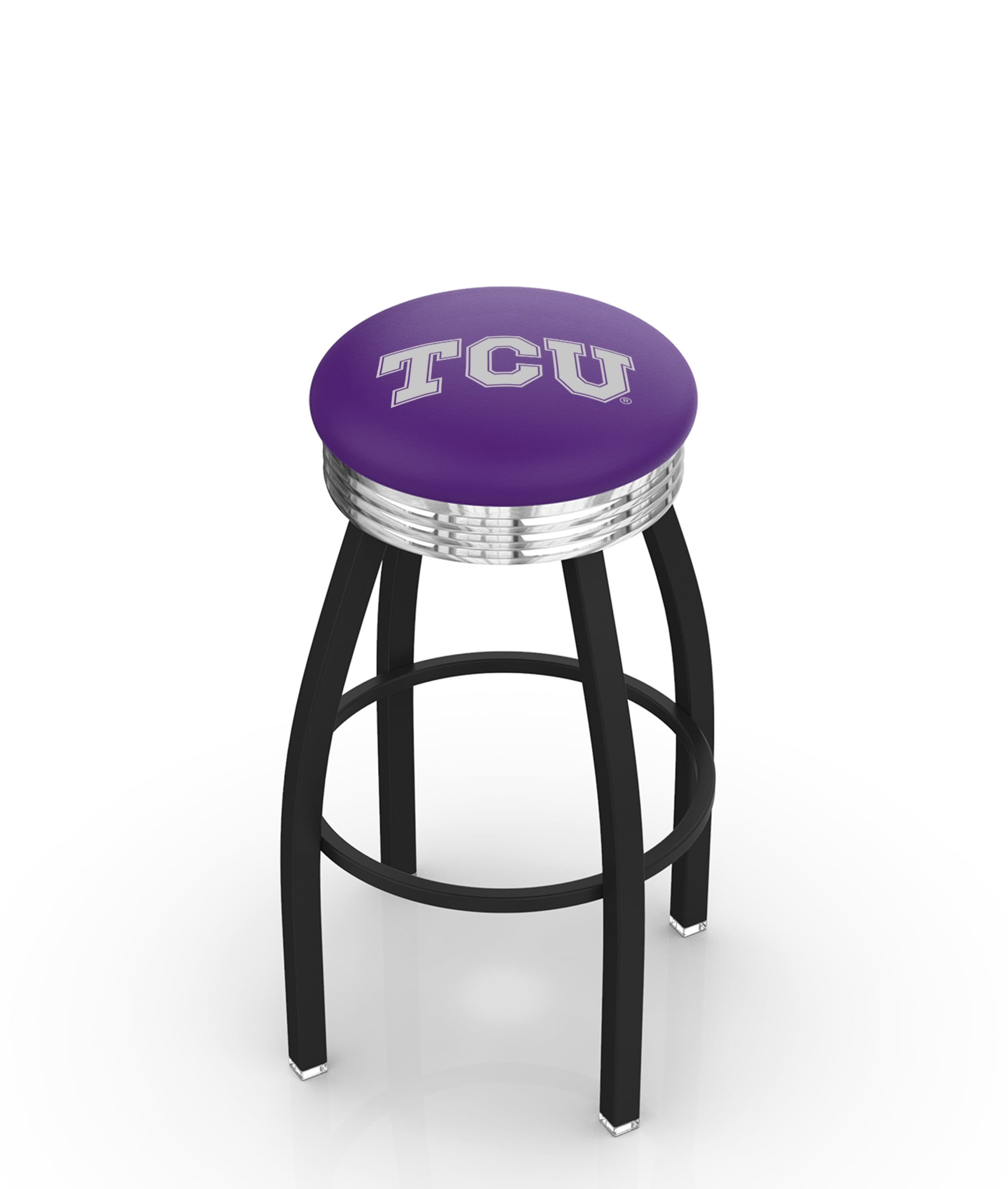 25" L8B3C - Black Wrinkle TCU Swivel Bar Stool with Chrome 2.5" Ribbed Accent Ring by  Company