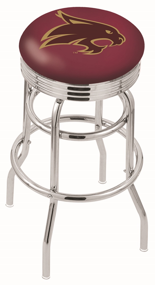 30" L7C3C - Chrome Double Ring Texas State Swivel Bar Stool with 2.5" Ribbed Accent Ring by  Company