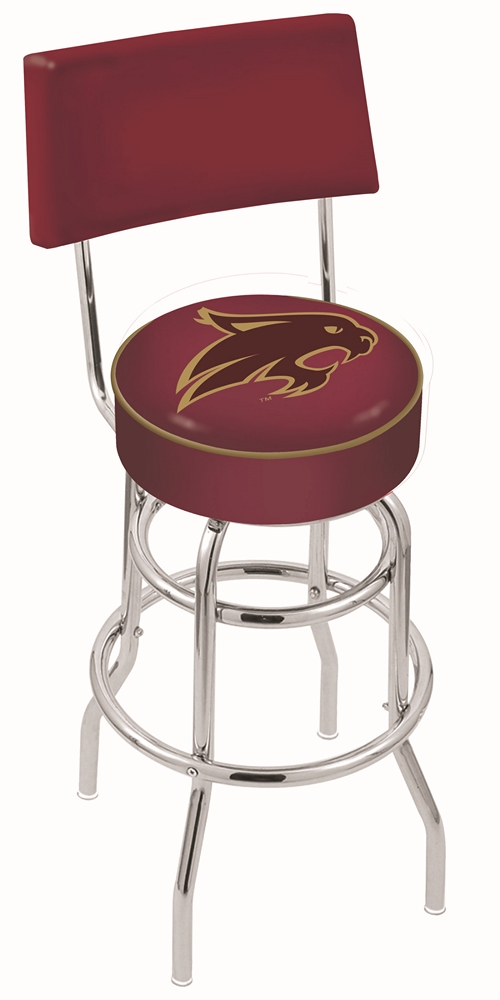 L7C425TexsSt 25 in. Chrome Double Ring Texas State Swivel Bar Stool With a Back
