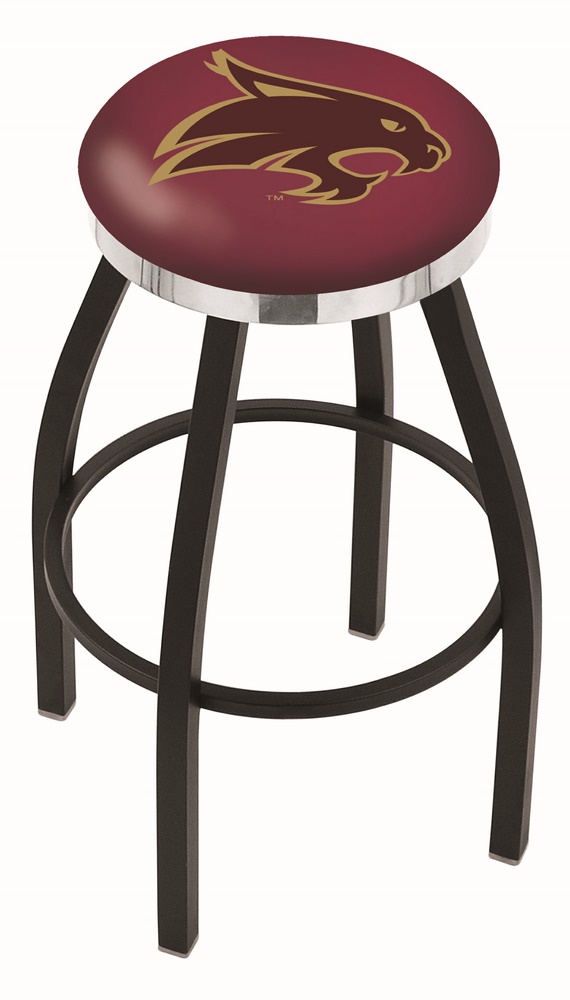 25" L8B2C - Black Wrinkle Texas State Swivel Bar Stool with Chrome Accent Ring by  Company