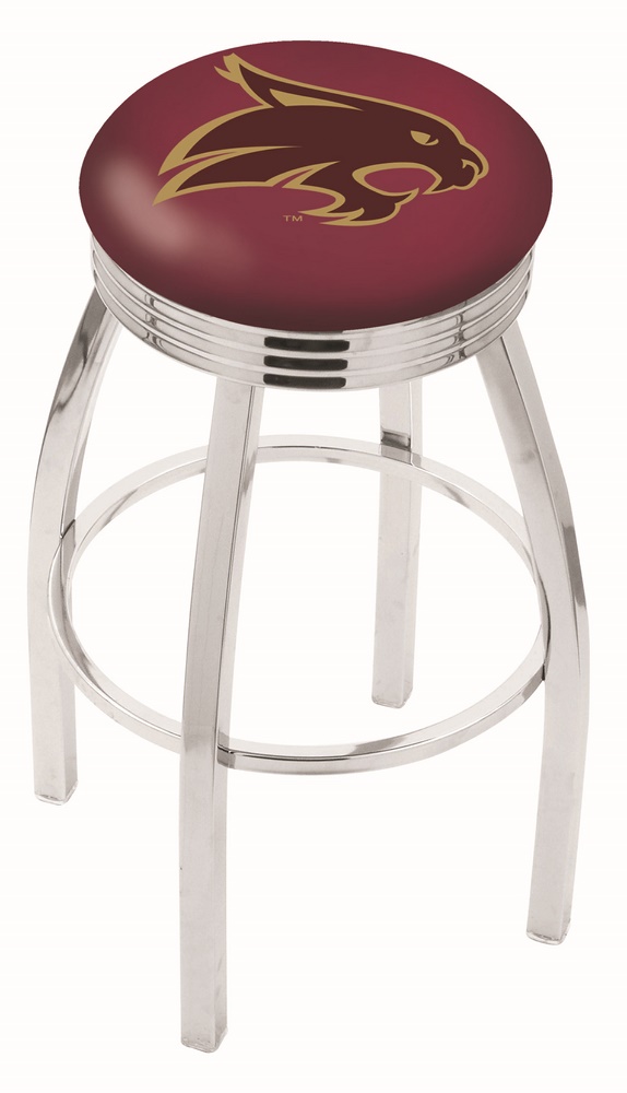 25" L8C3C - Chrome Texas State Swivel Bar Stool with 2.5" Ribbed Accent Ring by  Company