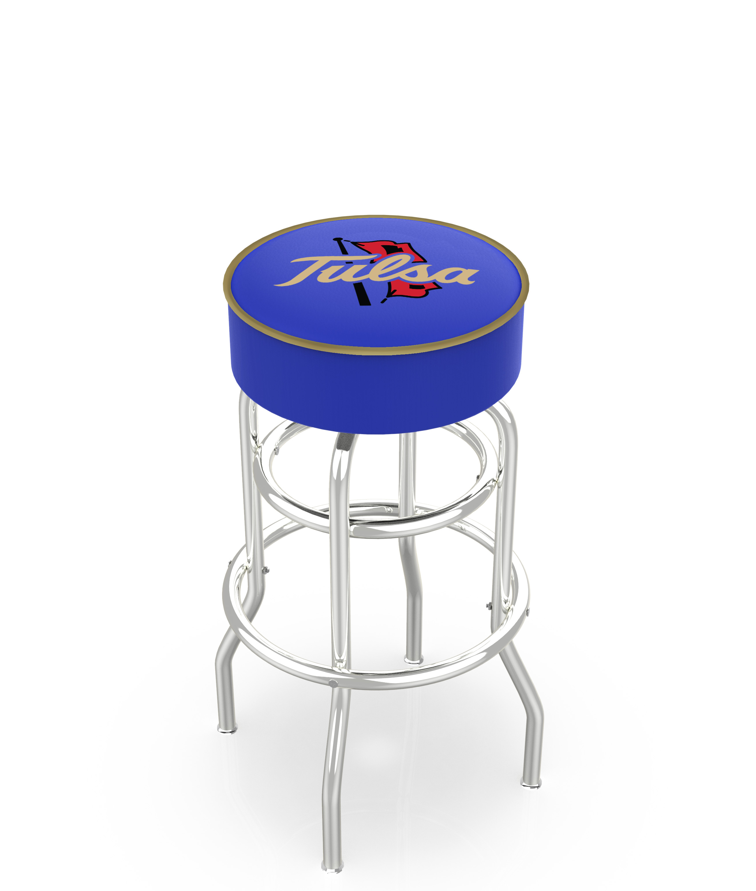 25" L7C1 - 4" Tulsa Cushion Seat with Double-Ring Chrome Base Swivel Bar Stool by  Company