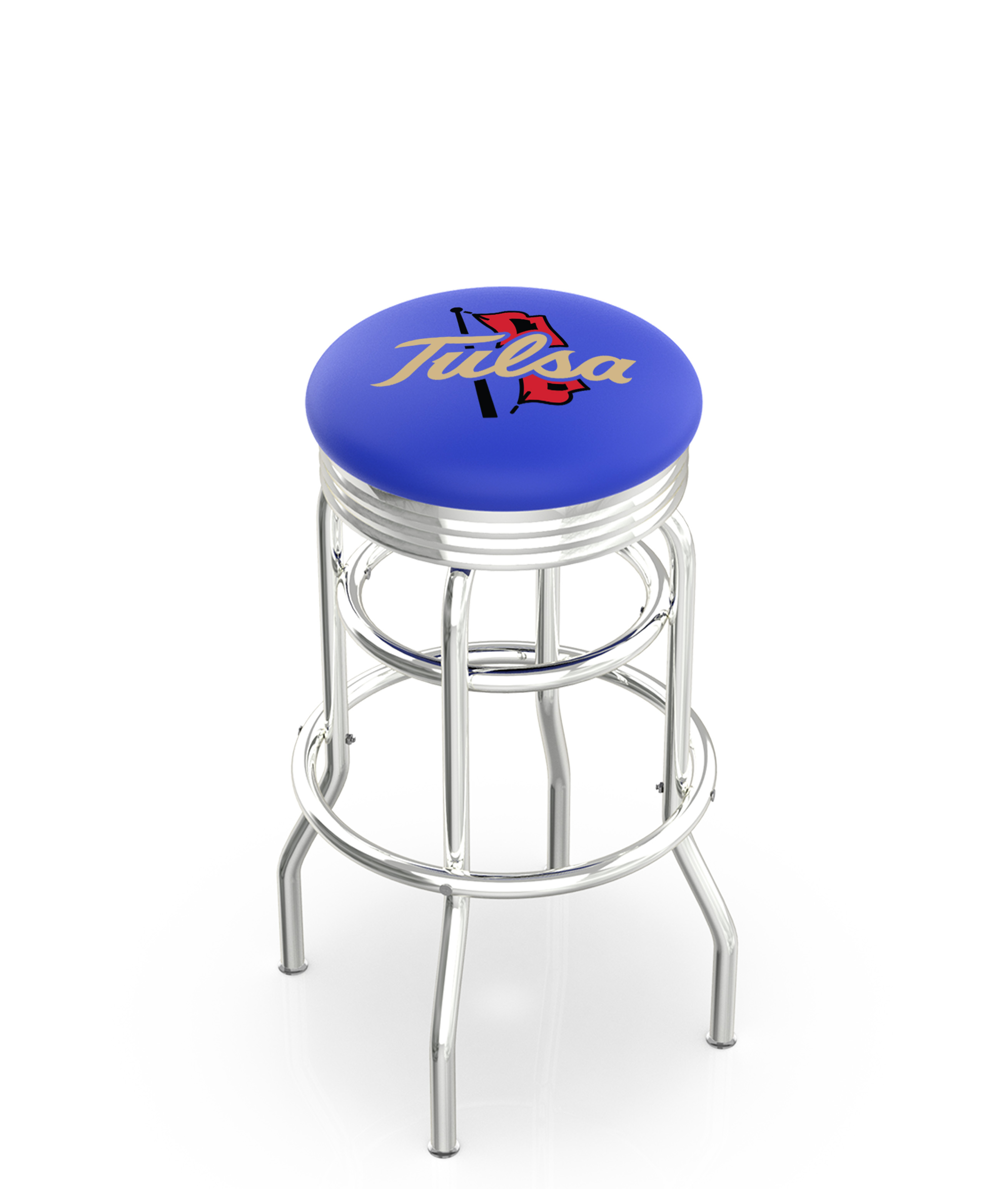 25" L7C3C - Chrome Double Ring Tulsa Swivel Bar Stool with 2.5" Ribbed Accent Ring by  Company