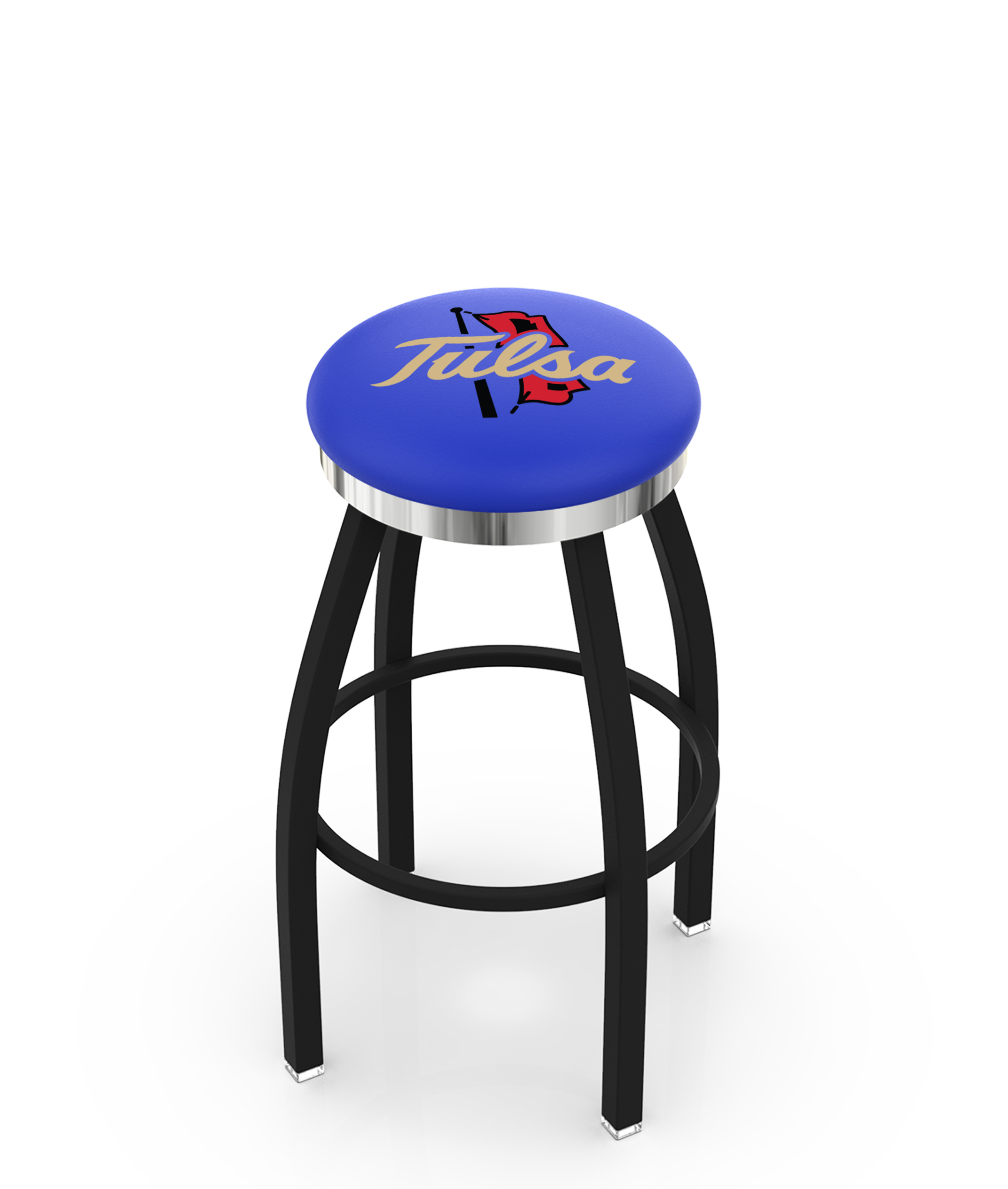 30" L8B2C - Black Wrinkle Tulsa Swivel Bar Stool with Chrome Accent Ring by  Company