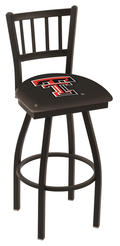 L018 - 25" Black Wrinkle Texas Tech Swivel Bar Stool with Jailhouse Style Back by  Co.