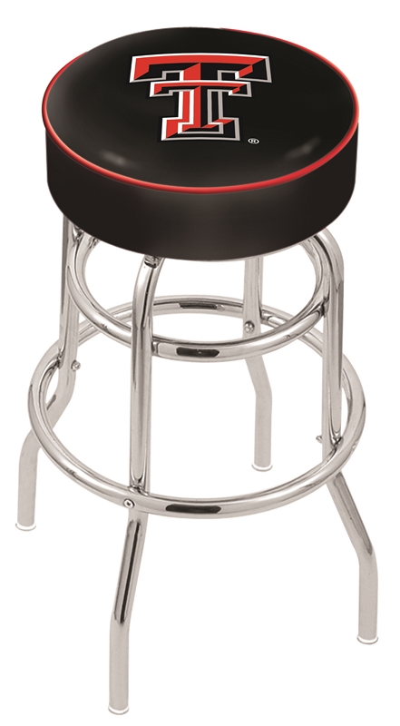 30" L7C1 - 4" Texas Tech Cushion Seat with Double-Ring Chrome Base Swivel Bar Stool by  Company