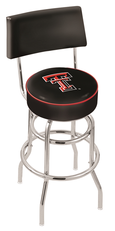 L7C425TXTech 25 in. Chrome Double Ring Texas Tech Swivel Bar Stool With a Back