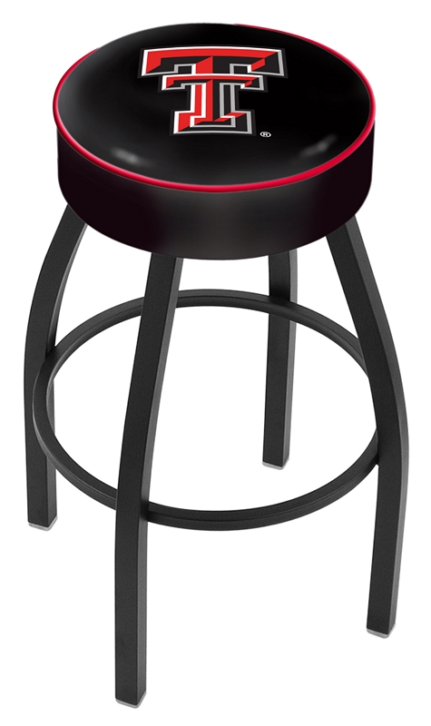 L8B130TXTech 30 in. 4 in. Texas Tech Cushion Seat With Black Wrinkle Base Swivel Bar Stool