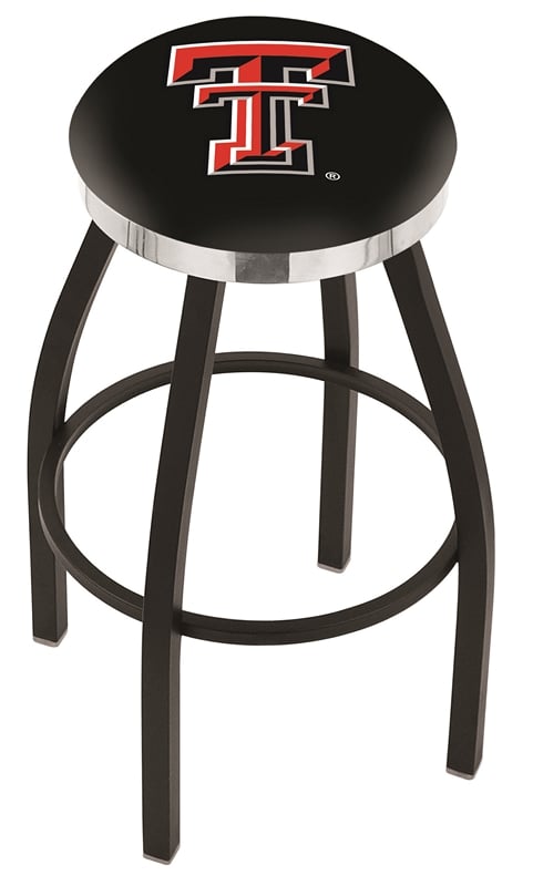 25" L8B2C - Black Wrinkle Texas Tech Swivel Bar Stool with Chrome Accent Ring by  Company