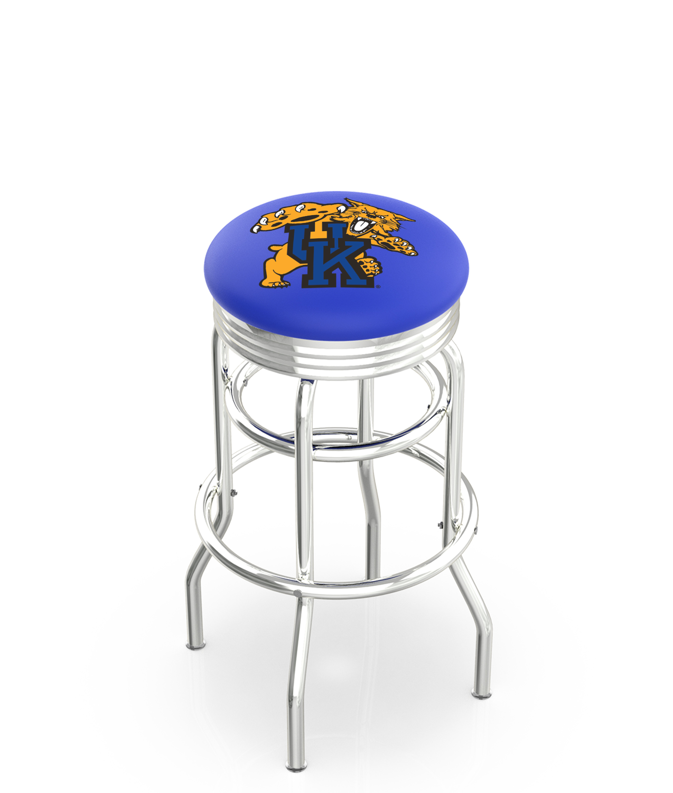 30" L7C3C - Chrome Double Ring Kentucky "Wildcat" Swivel Bar Stool with 2.5" Ribbed Accent Ring by  Company