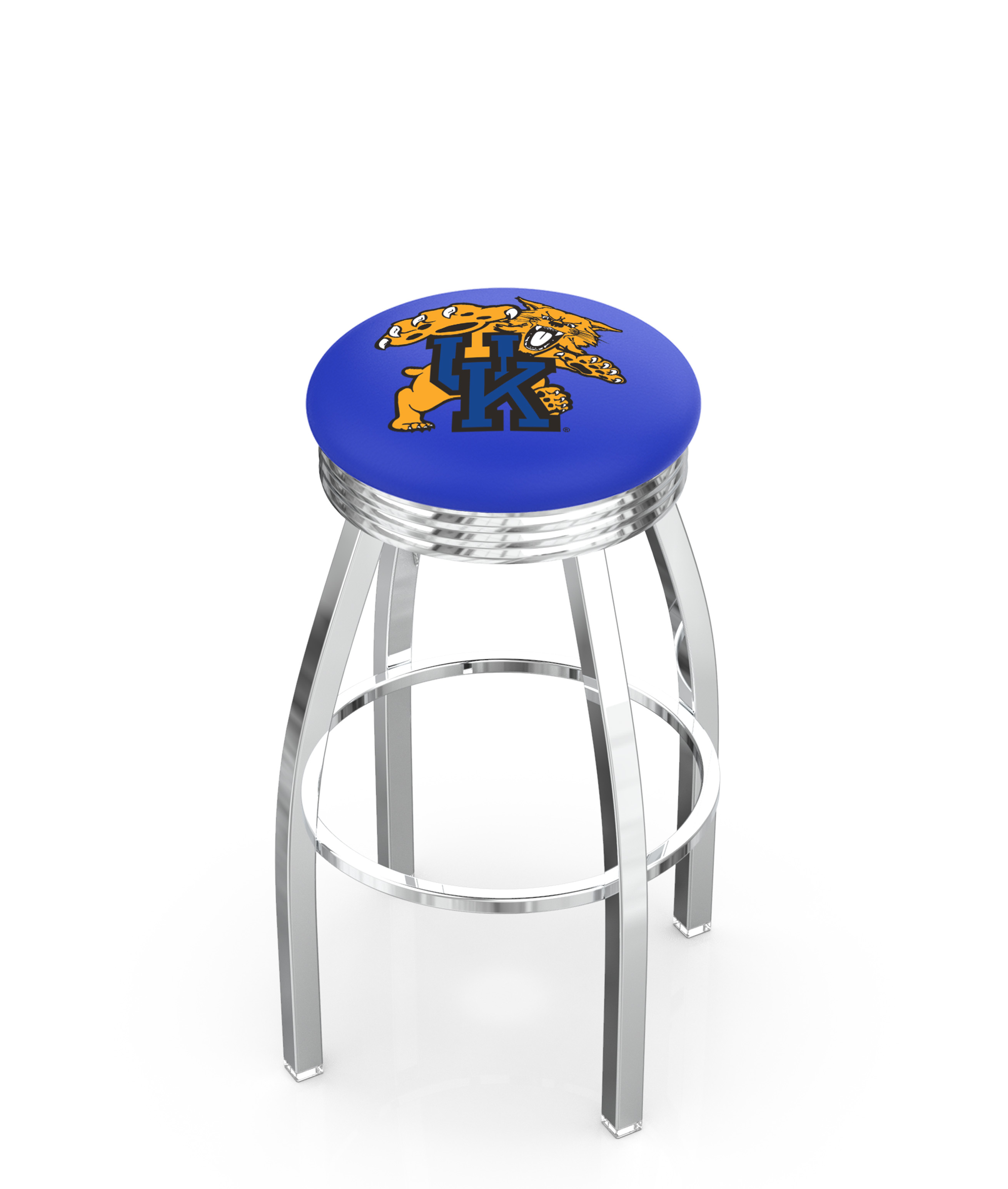 25" L8C3C - Chrome Kentucky "Wildcat" Swivel Bar Stool with 2.5" Ribbed Accent Ring by  Company
