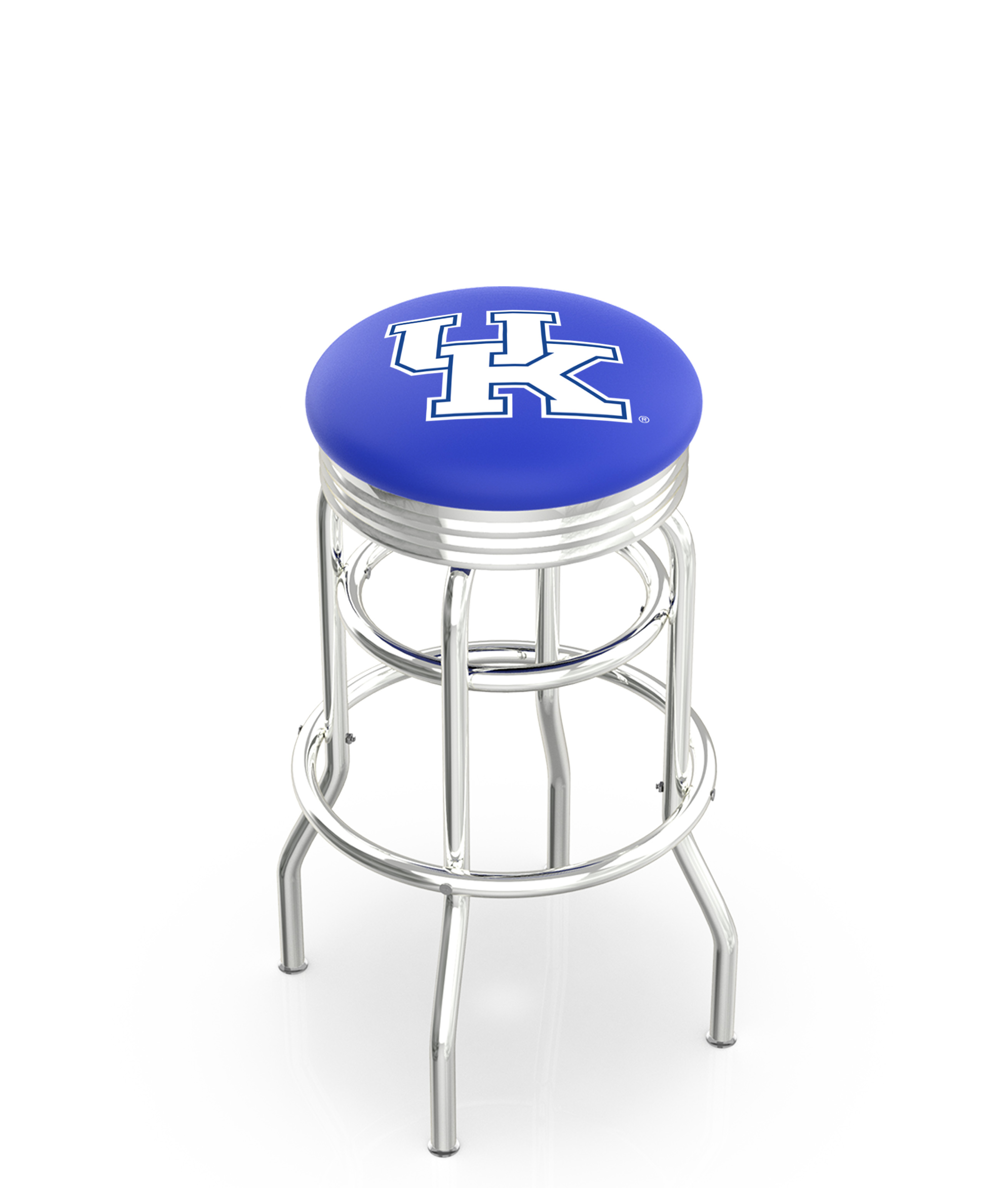 25" L7C3C - Chrome Double Ring Kentucky "UK" Swivel Bar Stool with 2.5" Ribbed Accent Ring by  Company
