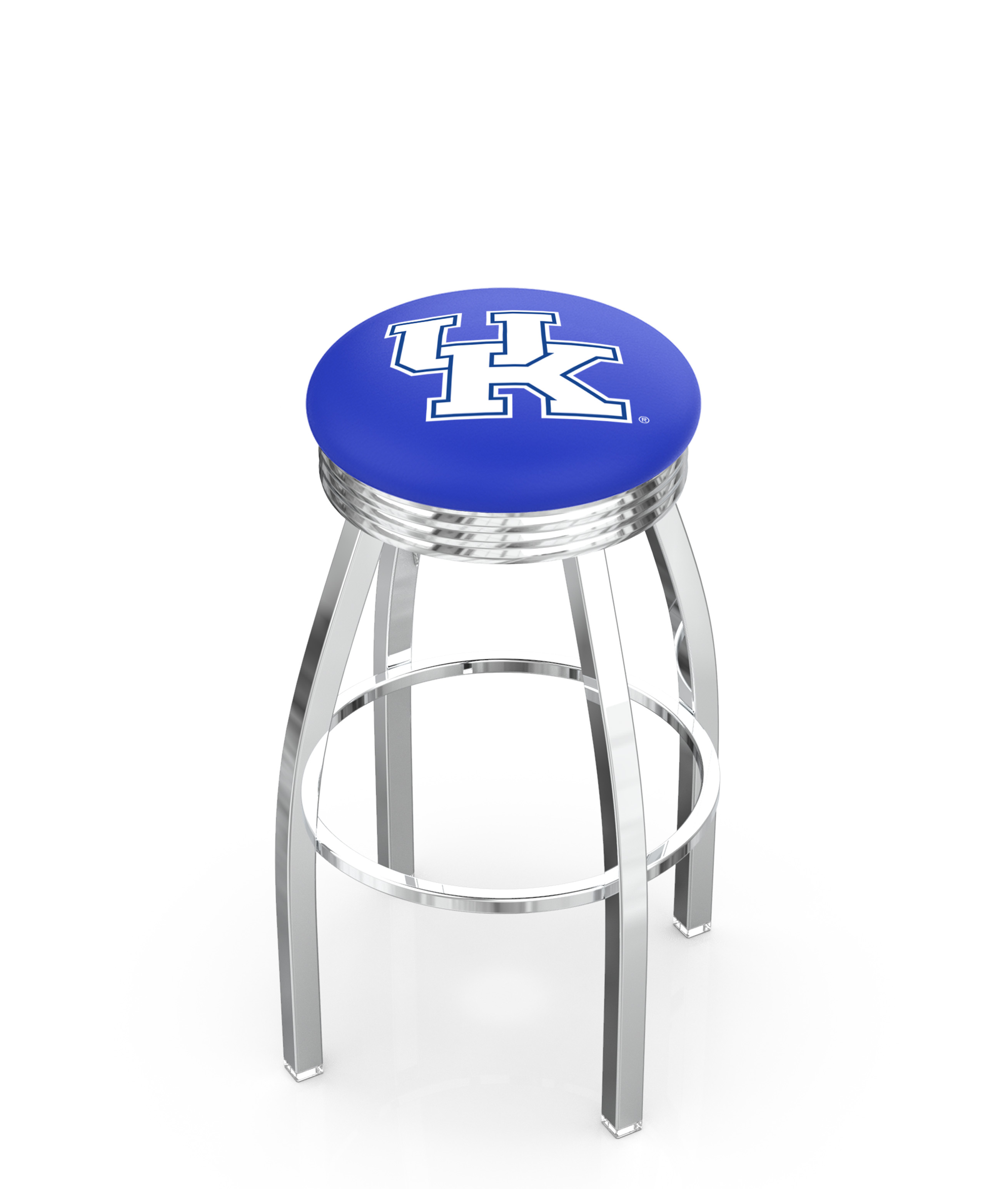30" L8C3C - Chrome Kentucky "UK" Swivel Bar Stool with 2.5" Ribbed Accent Ring by  Company